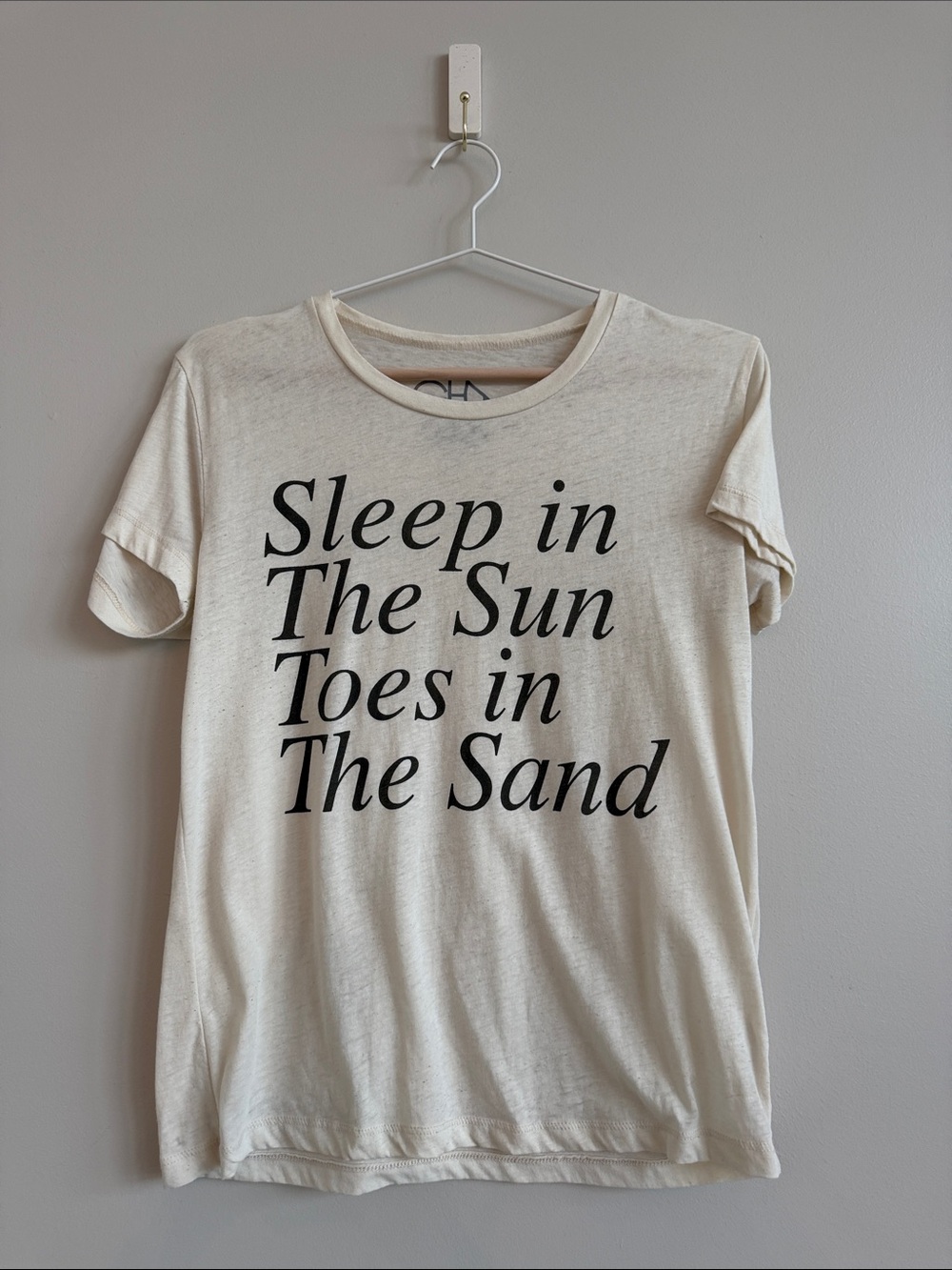Chaser - Graphic Tee "Sleep in The Sun Toes in The Sand" - Cream with Black Text